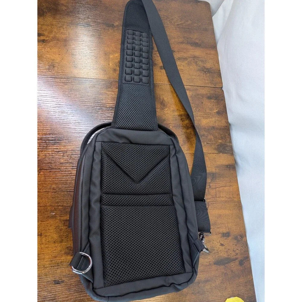 FENRUIEN Anti Theft Sling Bag Hard Shell Crossbody Backpack TSA Lock Black Matte